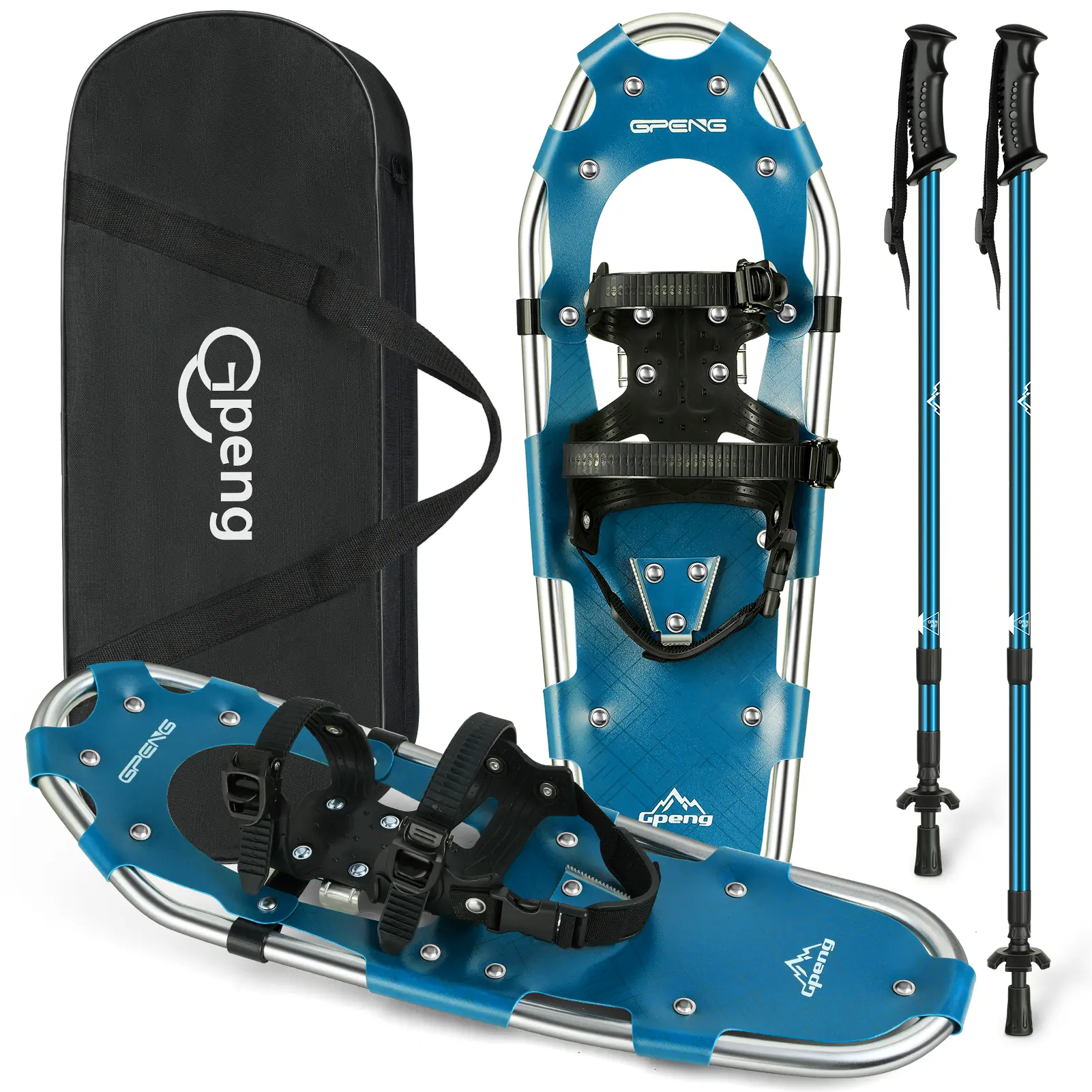 Upgraded 3-in-1 Xtreme Lightweight Terrain Snowshoes with Crampon Protector for Men Women Youth Kids, Aluminum Alloy Terrain Snow Shoes with Trekking Poles and Carrying Tote Bag