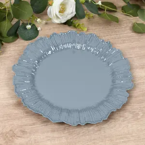 20-Pack 10" Plastic Dinner Plates – Dusty Blue Reef Design Party Plates – Elegant Disposable Tableware