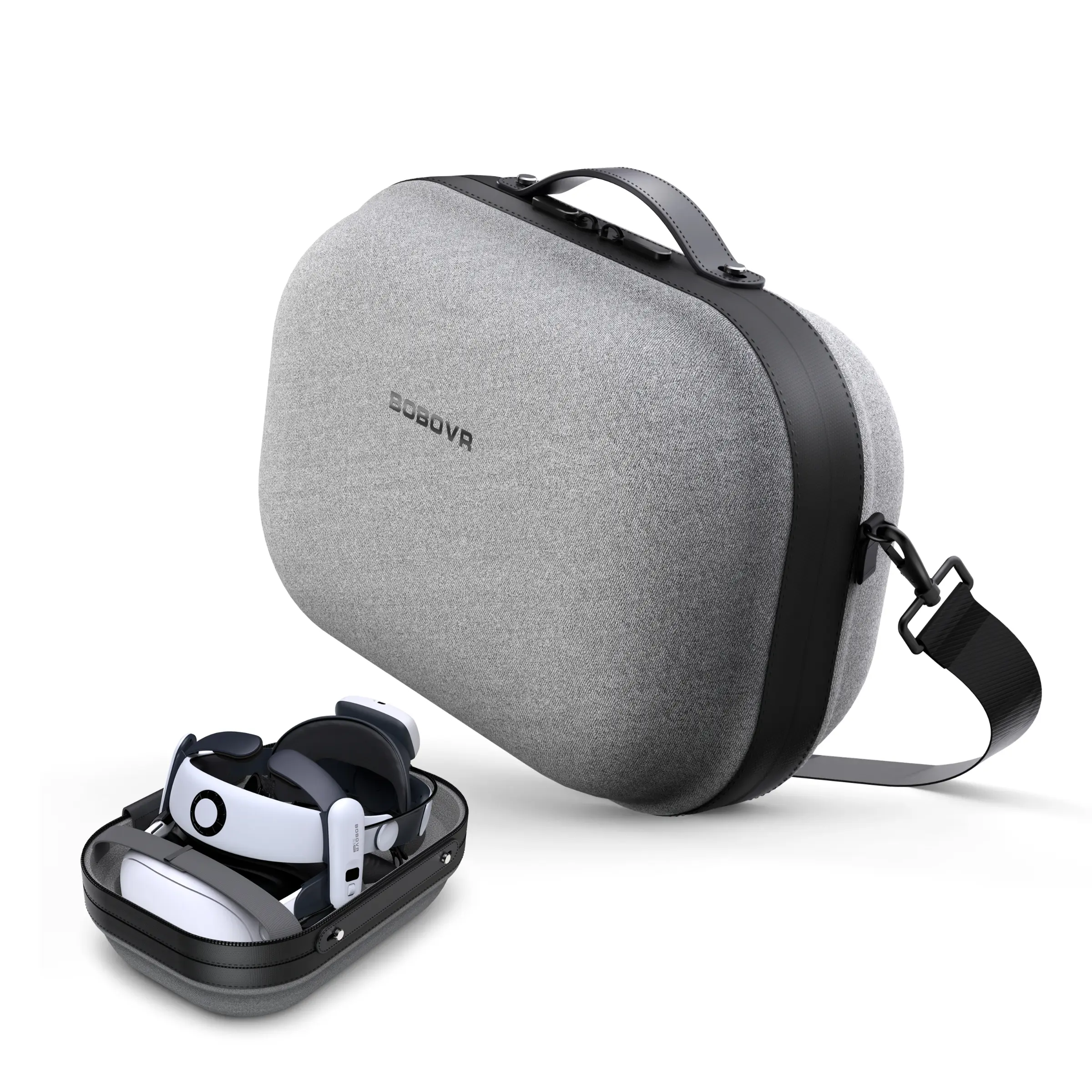 BOBOVR C3 Hardened Shell Carrying Case for Meta Quest 3/3s, S3 Pro VR Accessories & Devices - 3-in-1 Storage Case with Handle, Metal Display Stand, Desktop Organizer, Mesh Accessory Bag, Grip, Shoulder Strap, Quick Flip Feature