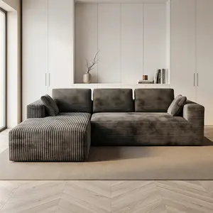L-Shaped Modular Sectional Couch - Memory Foam Corduroy Upholstery Recliner Sofa, 6-Color Living Room Couch/Sofas for Bedroom, Lazy Floor Sofa
