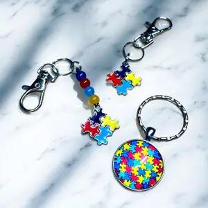 Simple Times & Traditions Handmade Autism Awareness Keychain Pendants