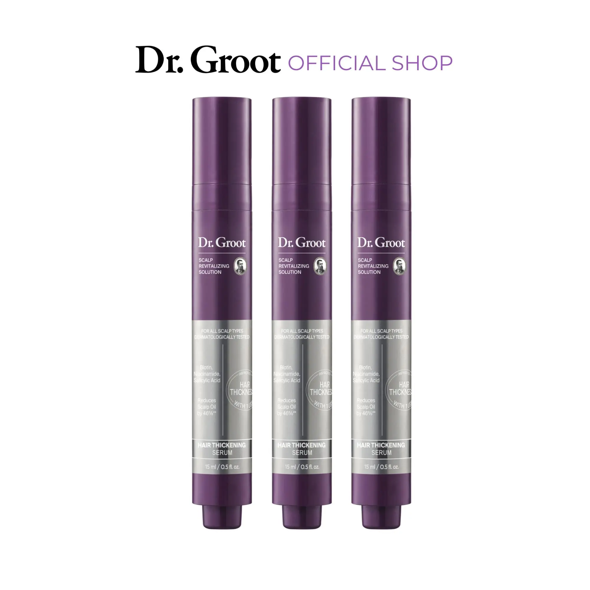 Dr. Groot Hair Thickening Roll On Serum Trio- Korean Nourishing Moisture Daily Haircare with Biotin & Rosemary Leaf Extract Dr. Groot Hair Thickening Roll On Serum Trio- Korean Nourishing Moisture Daily Haircare with Biotin & Rosemary Leaf Extract