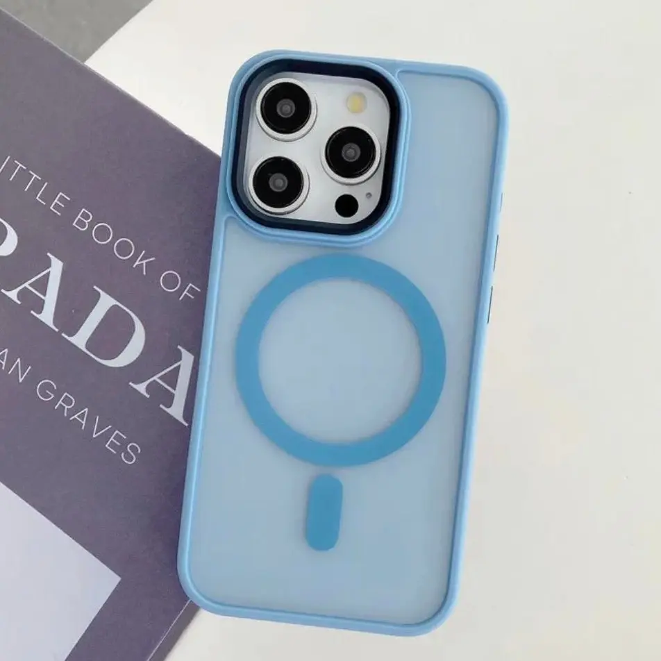 Light Blue MagSafe Magnetic Phone Case Cover For Apple iPhone 17 / 17E / 16 / 16E / 15 / 14 / 13 / Plus / Pro / Pro Max / Matte Shockproof Protection Casing Protective Phonecase
