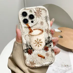 Winter snowflake design with hot beverage and coffee patterns. This TPU full-coverage phone case is drop-proof and non-slip, suitable for iPhone 17, 16, 15, 14, 13, 12, 11, XS, X series, and other models. It makes a great gift for friends or family.