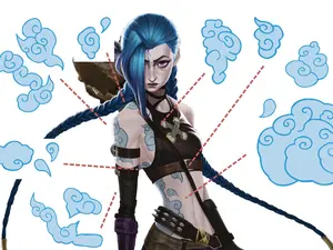 FashionTats Jinx Cosplay Temporary Tattoos for JNX Gamer Fans Easy Application Long Lasting Halloween Costume Party Comicon