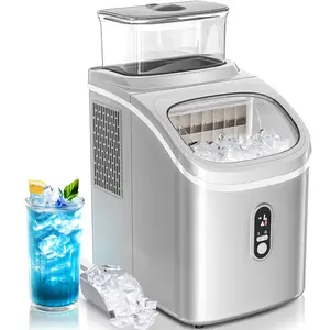 Countertop Ice Maker Machine,45Lbs Square Ice Cubes in 24 Hrs,16 Ice Cubes Ready in 8 Mins with Self-claning,24H Timer Setting, Ice Scoop and Basket for Home Kitchen Office Bar, Grey