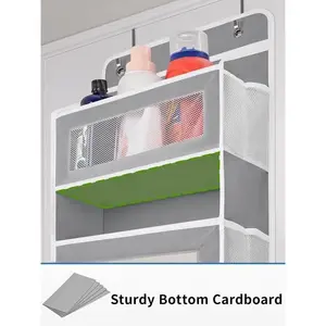 Door Hanging Organizer, Heavy Duty 5-Tier Storage Rack with 10 Clear & Mesh Pockets, Design for Bedroom, Bathroom, Nursery, Dorm, Closet - Gray, Pink, Black