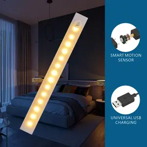 8-inch indoor adjustable motion sensor light for cabinet lighting, USB‑C rechargeable wireless cabinet lighting, countertop lighting for kitchen drawers, wardrobes, and stairs