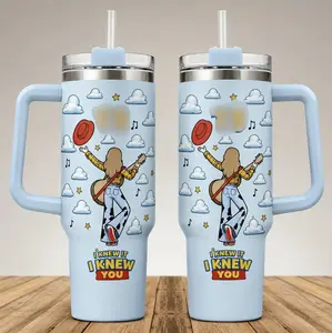 I Knew It Knew You Story Tumbler 40oz with Handle, Cloud Summer Beach Stainless Steels Travel Mug, Gift For Music Fan