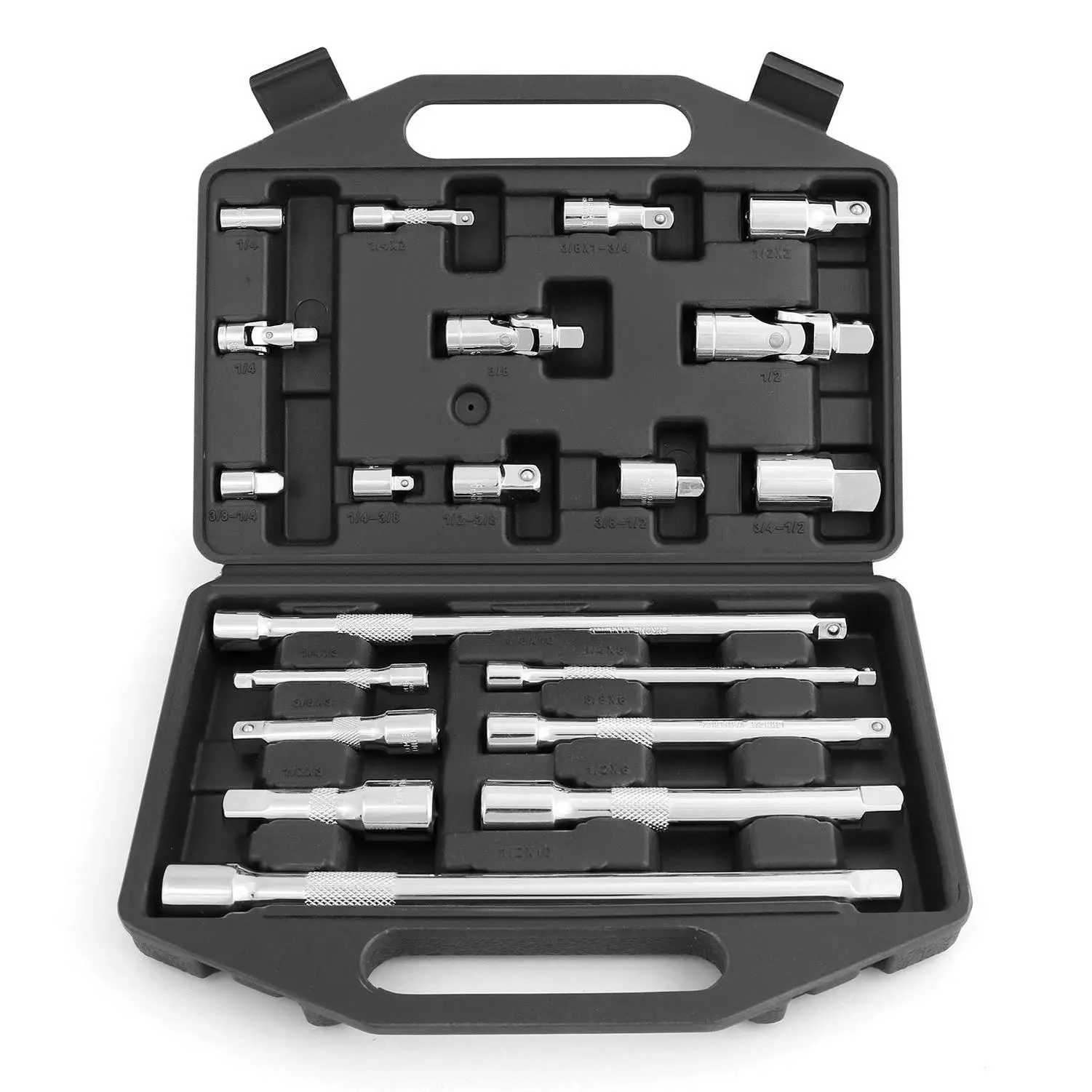 HORUSDY 20-Piece Multi-Size Socket Extension Bar Home Tool Set - 1/4", 3/8", 1/2 Inch Drive Chrome Vanadium Kit with Knurled Grips for Hand Tool Wrenches, Home Maintenance
