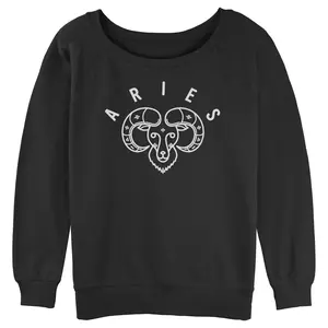 Junior's Women Lost Gods Zodiac Aries Ram Symbol Sweatshirt