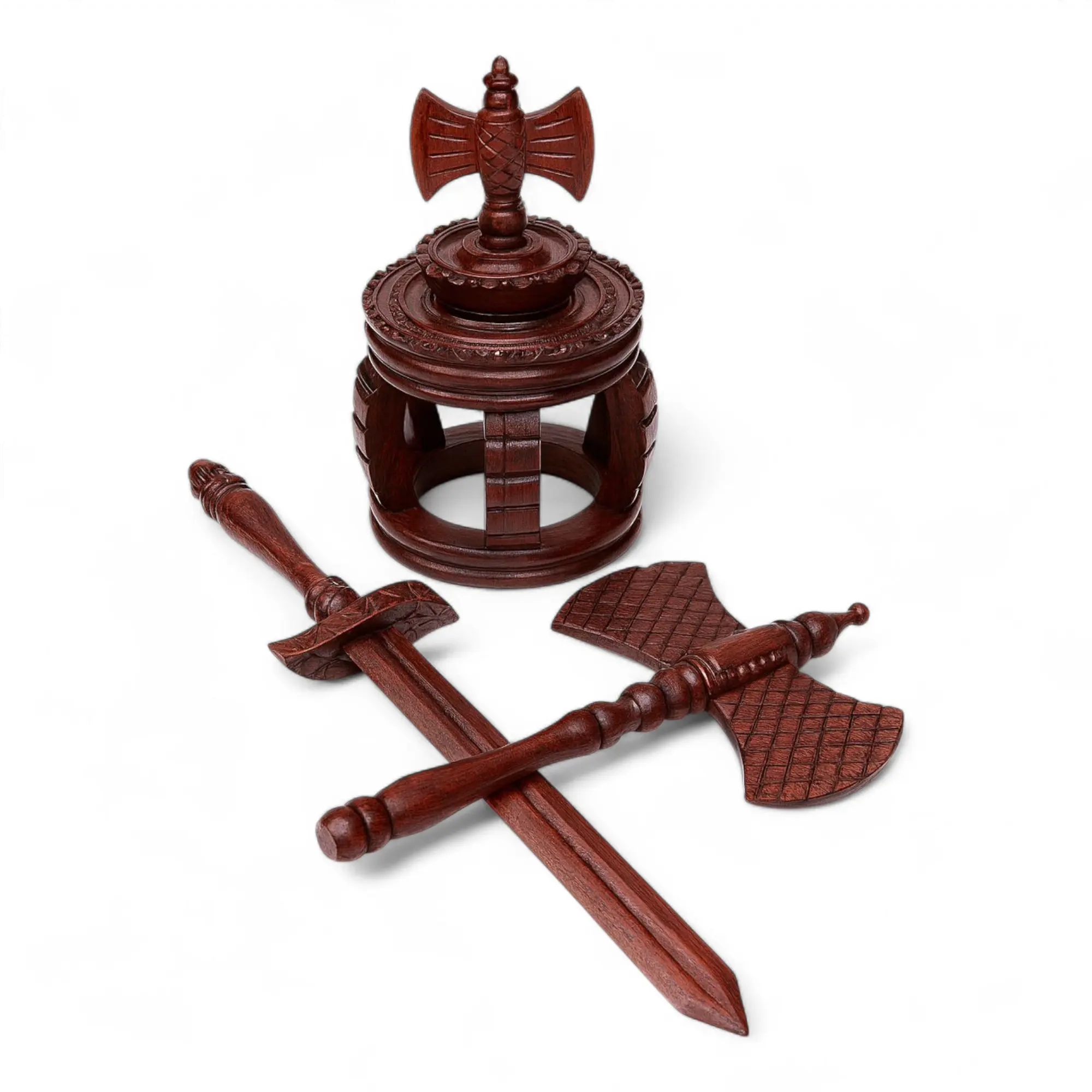 Yoruba Corona Chango Set - Shango Crown Kit with Espada and Hacha Tools for Santeria, Yoruba Religion, Spiritual Altar