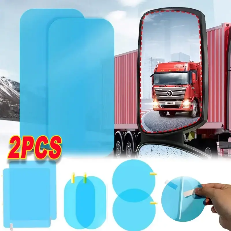 2Pcs Lorry Mirror Nano Rainproof Film HD Glass Side Window Waterproof Protective Film Anti-Glare Telescopic Auto Accessories