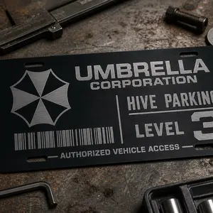 Umbrella Corporation Hive Parking Laser-Engraved License Plate