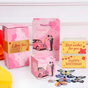 Surprise Explosion Gift Box with Flying Butterflies – Creative Bouncing Cash Box  Explosion Unique Folding Bouncing Red Envelope Cash Box for Valentine's Day Gift Birthday Anniversary Christmas and Proposal