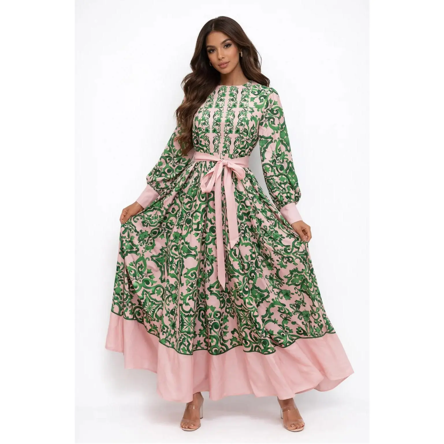 Baroque Print Maxi Dress