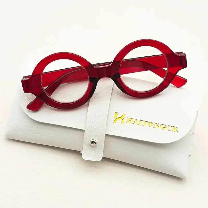 HAITONGCR-Fashionable ladies' reading glasses with round frame, red and snake pattern, suitable for reading, reading glasses for woman, Reading Eyeglasses, Acetate