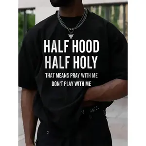 Men's Casual Letter Print Round Neck Tee, Regular Fit Short Sleeve Crew Neck T-Shirt for Daily Wear, Casual Streetwear Top, Casual Fashion Summer Top for Men Gift