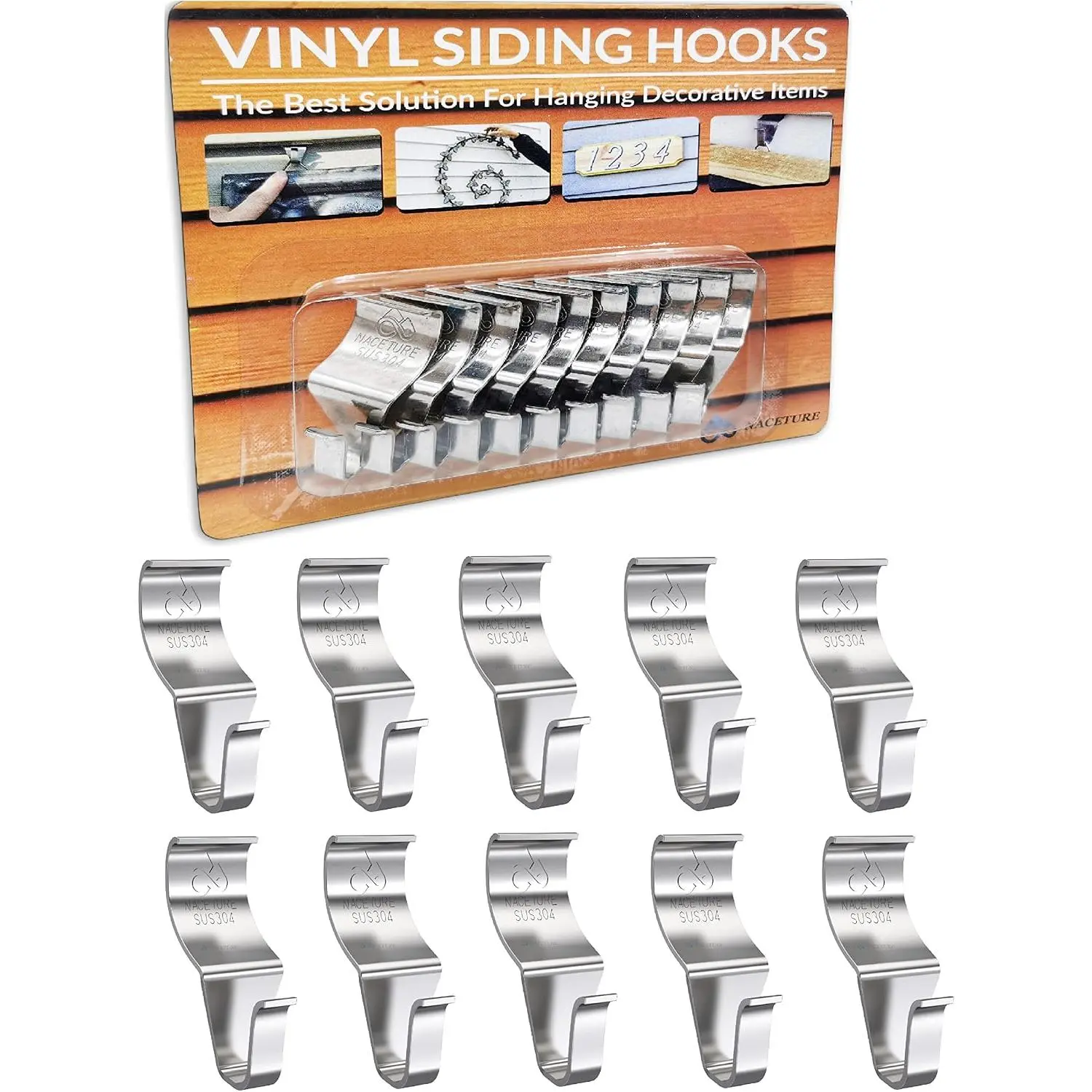 Stainless Vinyl Siding, No, 10 Pack| Duty Hang wreaths, lights, and decorations drilling or damaging vinyl siding.