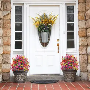 【Christmas Gift】2Pcs Color Mixing Artificial Bushes for Outdoors with Ground Spike  Fabric Artificial Outdoor Flowers Uv Resistant  Realistic Artificial Shrubs Ball- for Outdoor Indoor Front Porch Garden