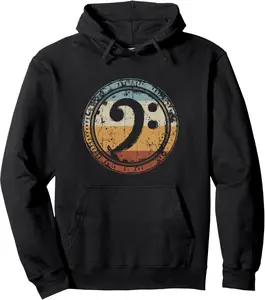 Vintage Bass Clef Gift for Bass Guitar Player Bassist Pullover Hoodie
