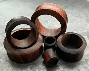 PAIR of Unique Organic Sono Wood Tunnels/Plugs - Gauges 2g (6mm) up to 1&1/2" (38mm)