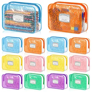 12 Pcs Back to School Teacher Appreciation Gifts Bulk Clear PVC Zipper Pouches Composition Book Themed Makeup Bags for Women Teachers Educators School Staff First Day of School End of Year Thank You Gifts