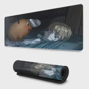 Pochita Chainsaw Man Mouse Pad Design Anime Mousepad Large Gaming Mouse Pad - Extended, Thick, Non-Slip Rubber Base Desk Mat with Precision Stitched Edges - Washable Large Desk Pad