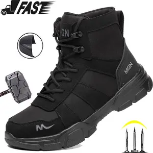 Work Sneakers Men Indestructible Shoes Work Safety Shoes With Steel Toe Cap Puncture-Proof Male Security Protective Shoes Anti-slip Construction site non-slip Work Shoes best work boots for Men work hiking boots sneakers