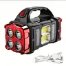 DEBARK LED EDC High Lumen Flashlight - 4 Military-Grade LEDs, 2-In-1 Solar Hand Light & USB Rechargeable, 4 Lighting Modes, Portable Dual Fuel ABS Plastic Camping Emergency Torch,home decor
