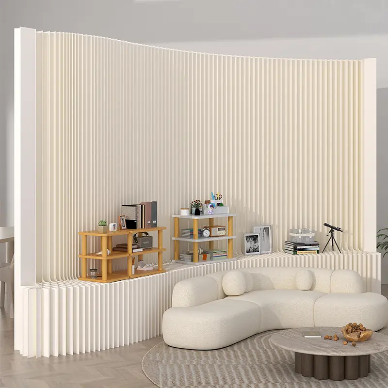 Multi  functional Folding Room Partition Screen with Shelving ，Made of kraft paper, perfect for living rooms, offices, and beauty salons