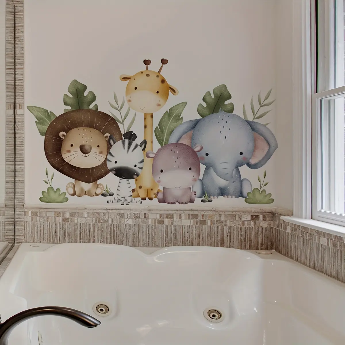 A (30*50cm) elephant and giraffe forest animal decorative wall sticker Wall Decal art stickers for living room, bedroom, home background decoration M18625