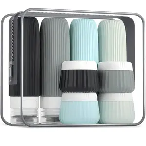 Travel Toiletry Bottle Set, 8 Counts/set Leak Proof Silicone Squeezable Travel Container with Bag, Portable Bottle, Toiletry Bottle for Travel, Outing, Daily Use, Organiser, Travel Bottles, Travel Bottle Kit, Toiletries Storage Bottle