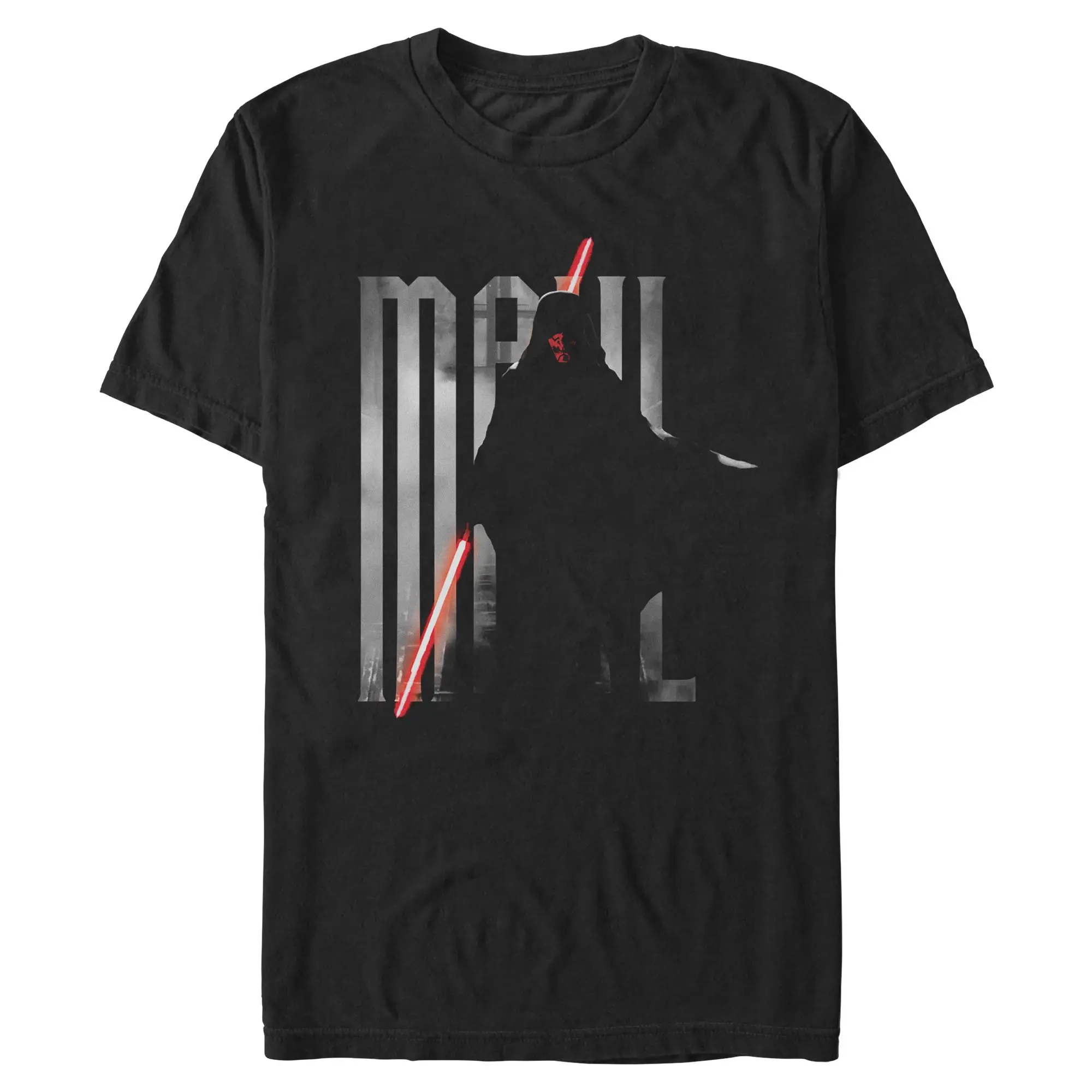 Men's Star Wars Maul - Shadow Lord Lightsaber Cape Graphic T-Shirt, Menswear Streetwear Short-Sleeve Casual Top for Daily Wear