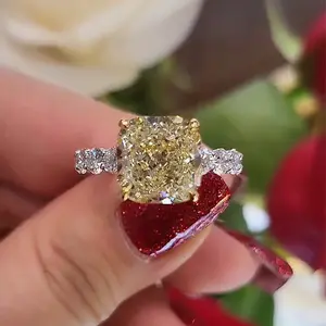Maxine Stunning 4.5ct Cushion Cut Yellow Stone Engagement Ring,5A Cubic Zirconia Women's Ring Jewelry,Promise Ring for Daily,Travel,Proposal,Wedding,Birthday,Anniversary