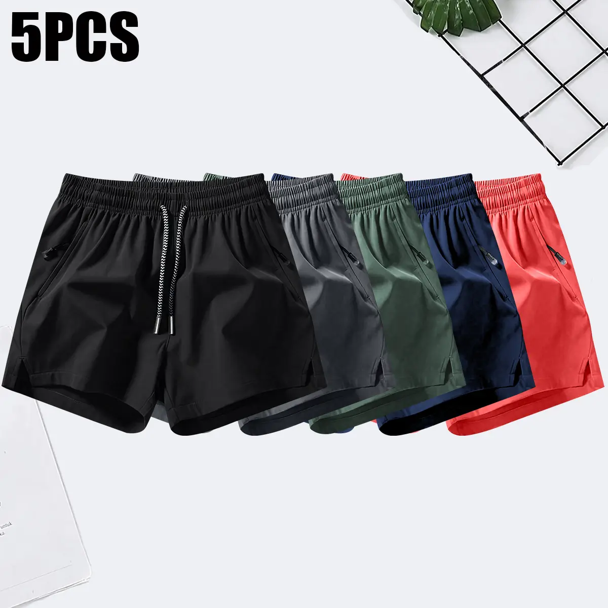 Men’s athletic shorts for summer, casual quick-dry design with an elastic waistband, drawstring, zippered pockets—durable and comfortable, suitable for gym workouts and outdoor leisure activities Men’s athletic shorts for summer, casual quick-dry design with an elastic waistband, drawstring, zippered pockets—durable and comfortable, suitable for gym workouts and outdoor leisure activities