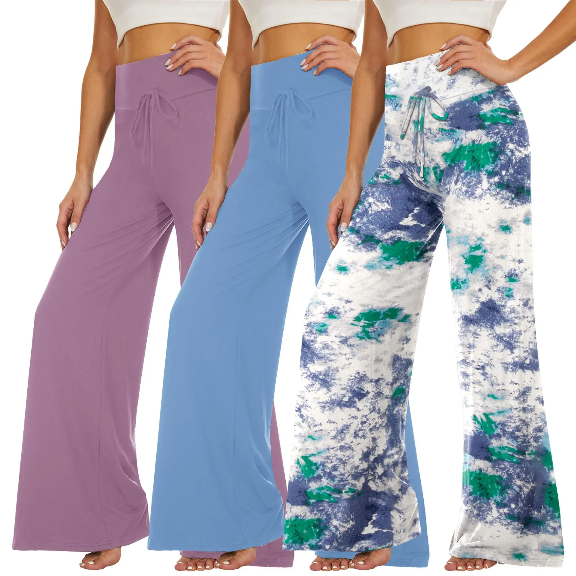 SHOWITTY Women's Plus Size 3-Pack Loungewear Pajama Pants with Pockets - High Waist Elastic Waist, Gentle Stretchy, Modest, Feminine Style, Breathable Bottoms, Elastic Waist Pajamas Bottoms