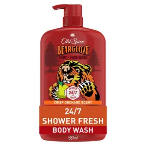 Old Spice Cleansing Body Wash for Men, 24/7 Shower Clean with Lasting Scent, 2 in 1 Face and Body Wash, Rich Lather, Bearglove, Crisp Orchard Scent, 33.4Oz Procter & Gamble