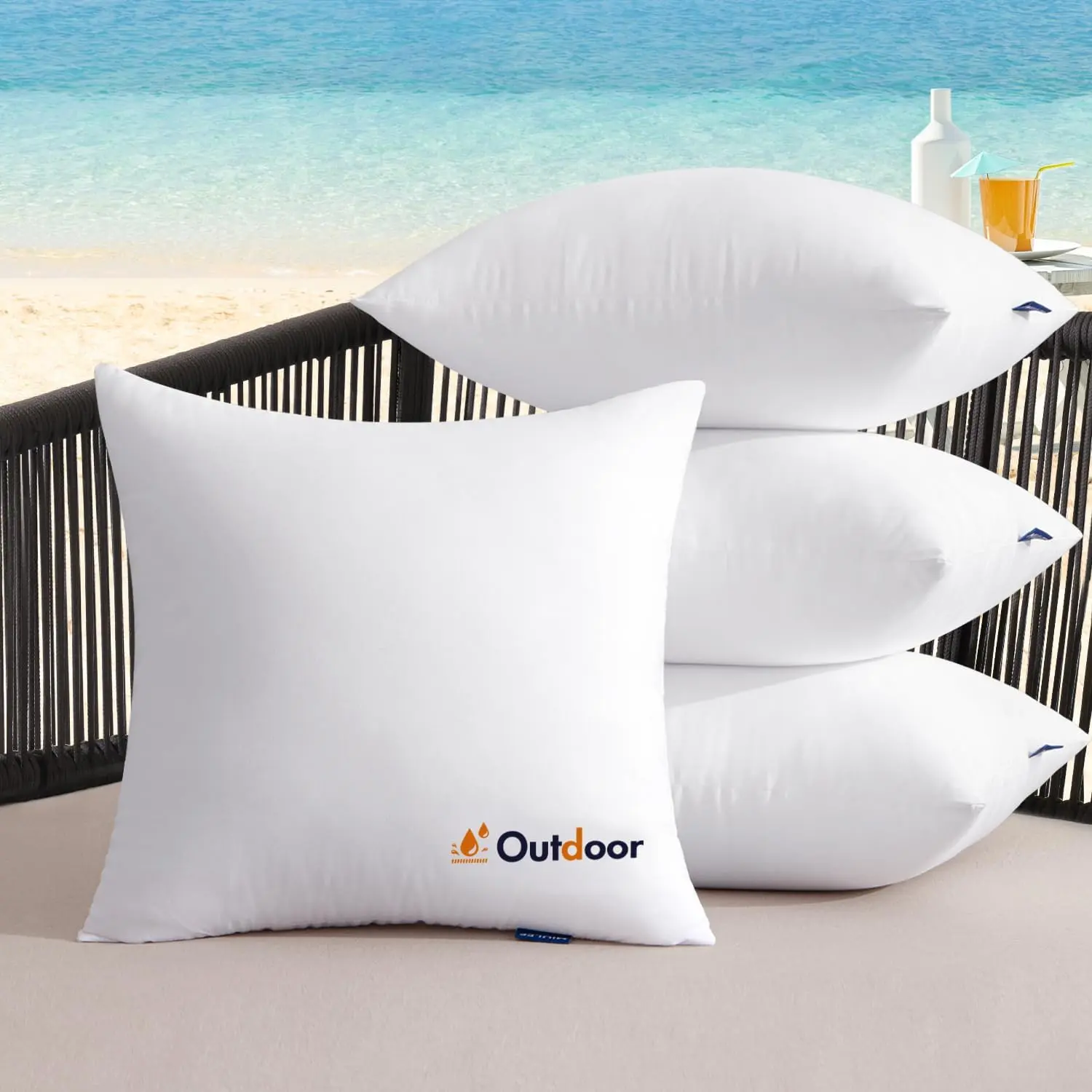 Outdoor Pillows Set of 4 18x18  Throw Pillow Inserts, Decorative Water Resistant  Pillow Cushion for Patio and Garden