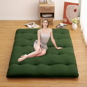 【GARVEE】Full Size Futon Mattress 54" x 80" - Japanese Style Foldable Tatami Floor Mattress, Portable Roll-Up Design for Camping, RV Travel, and Sleeping Comfort in Army Green
