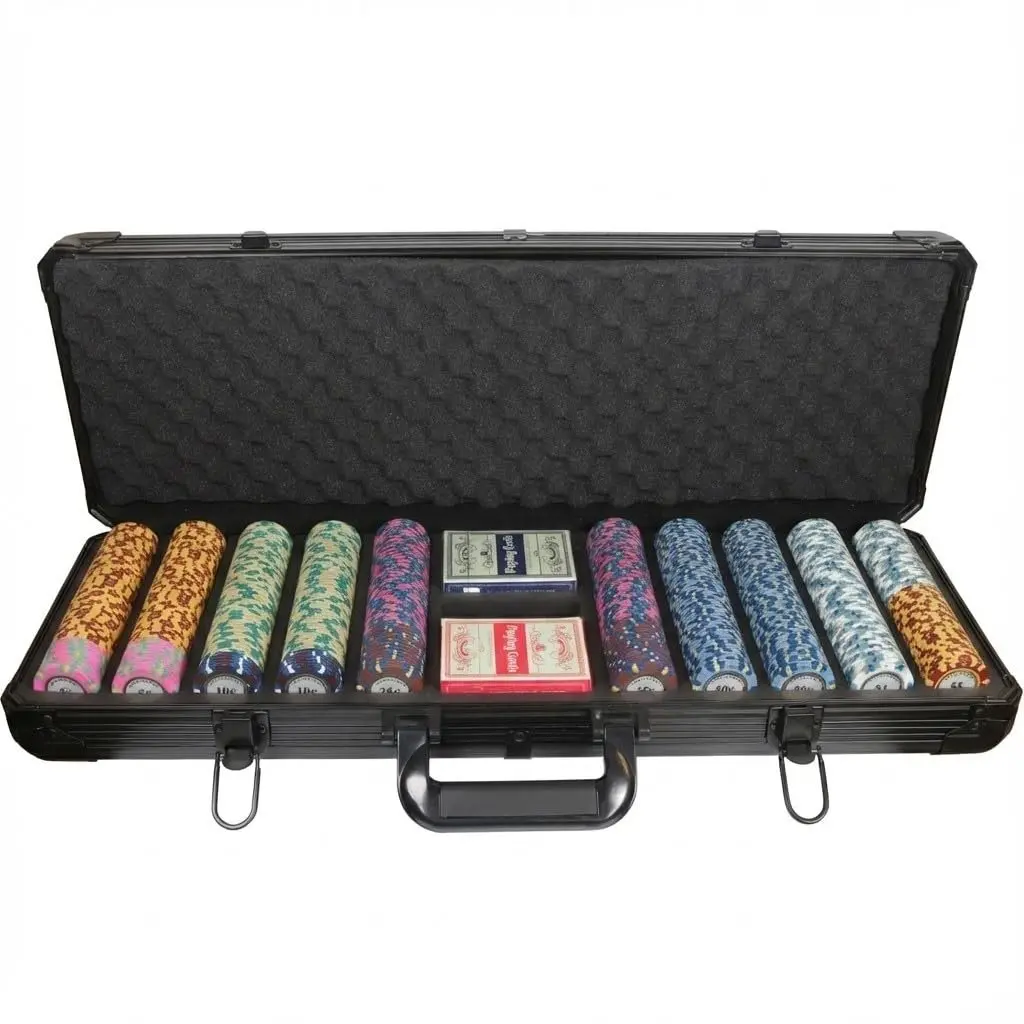 Monte Carlo 500 Piece Micro Stakes Clay Poker Chips Set, 13.5g Casino Club with Numbers Denomination