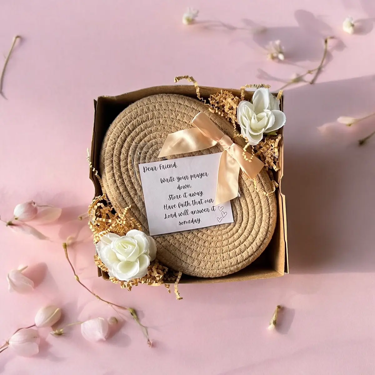Christian Prayer Basket Gift Box | Faith-Based Care Package with Bible Verse Blessings | Thinking of You Religious Gift