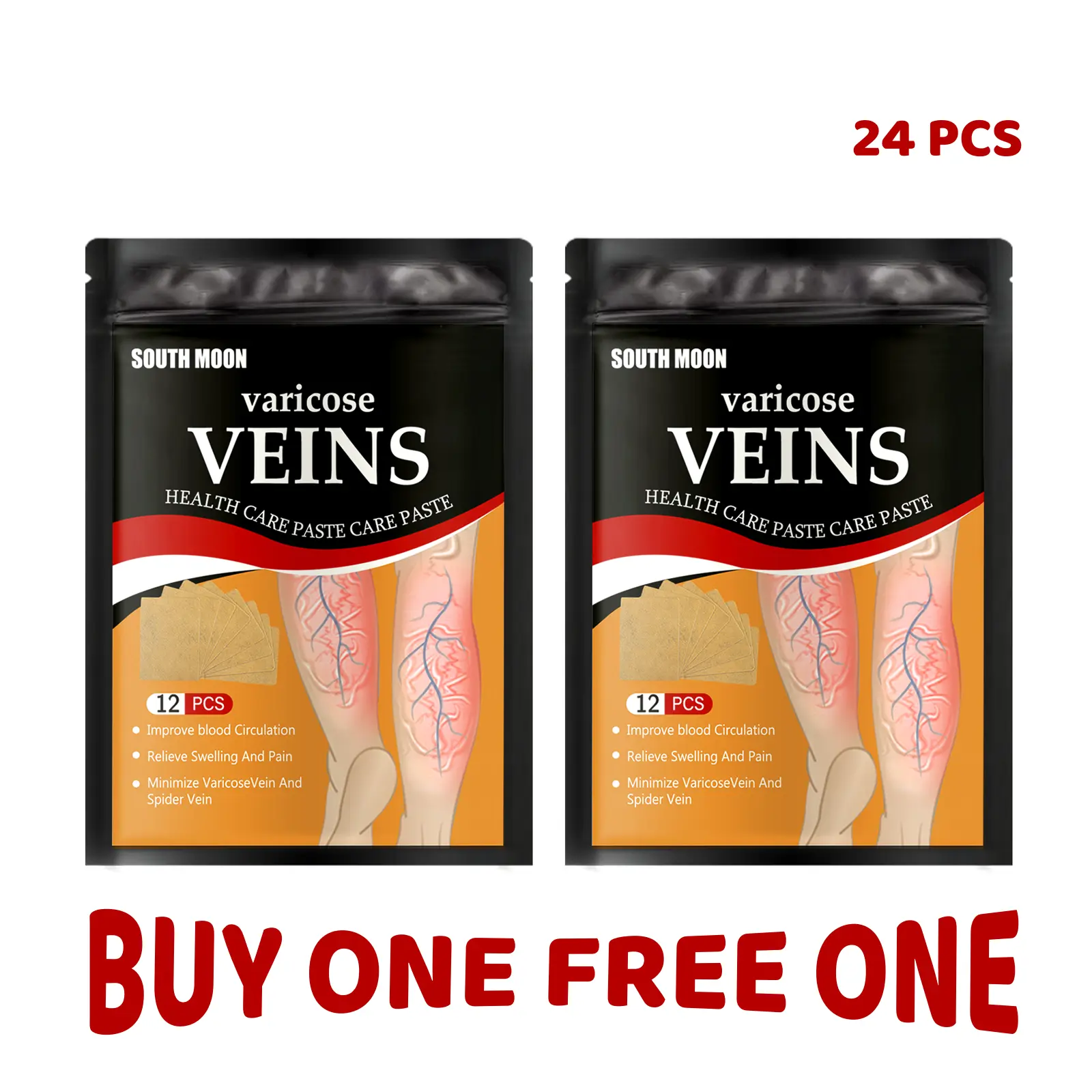 12PCS Varicose Veins Support Patches - Leg Relief Solution for Swelling, Fatigue - Ideal for Sedentary Workers, Seniors (Beauty & Personal Care, Body Care)