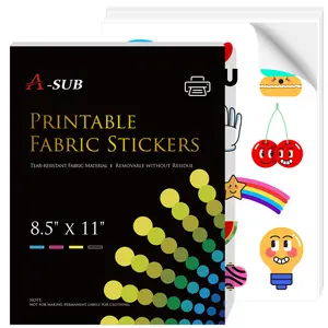 A-SUB Inkjet Self Adhesive Fabric Sticker 8.5"x11" 10 Sheets Eco-Friendly Craft Stickerless Matte Finish Water-Resistant No Fraying