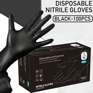 black nitrile gloves, reusable gloves, kitchen cleaning gloves, left and right hand universal, hair dyeing, painting, living room hygiene cleaning, latex-free, wall paint, tattoo, bathtub cleaning, Household Cleaning Gloves