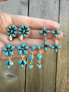 Kingman Turquoise Unique Sterling Silver Earring
