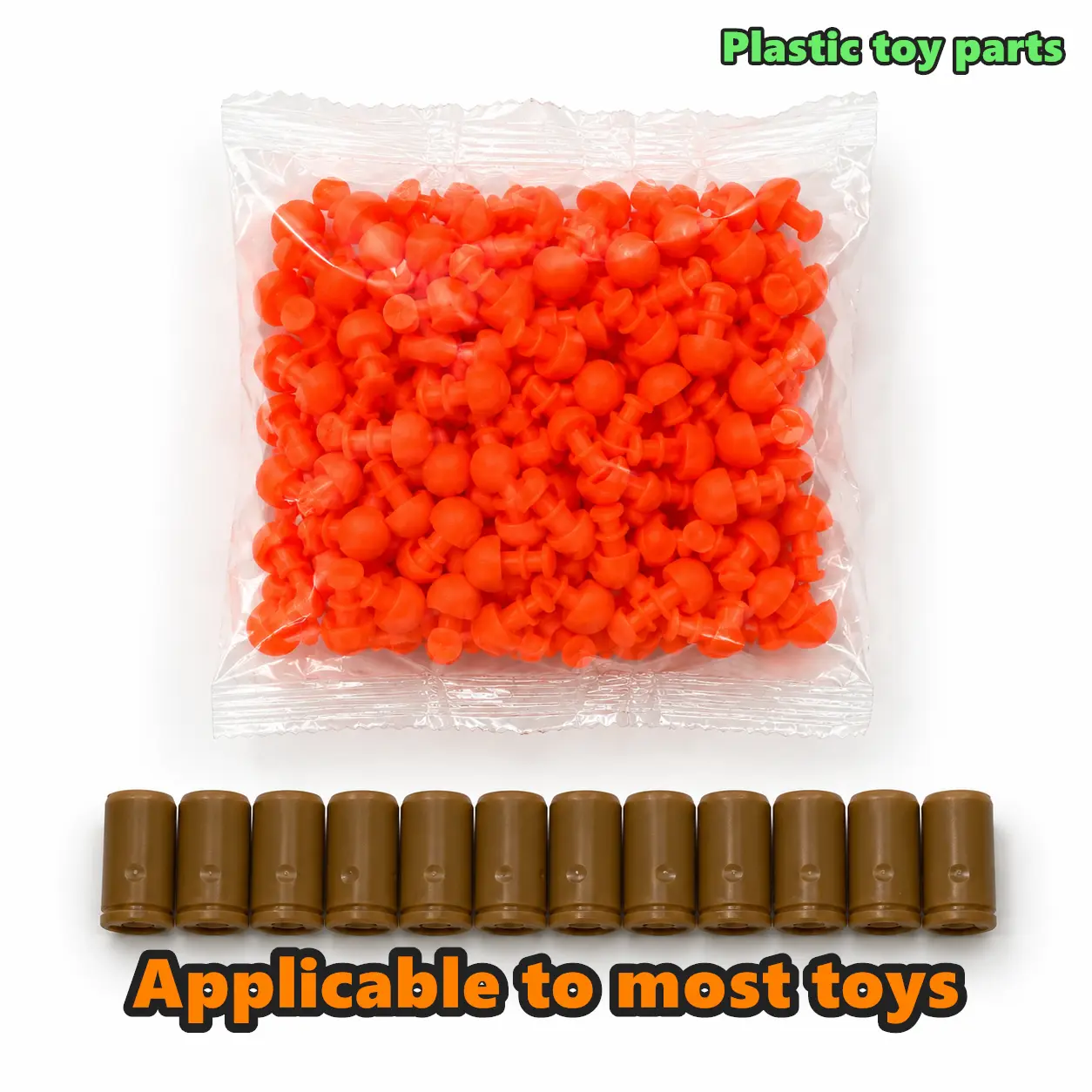 100 Pcs Soft Toy Tips Refill Set with 12 Plastic Shell Parts, Orange Replacement Toy Pieces, Compatible Plastic Toy Accessory Pack