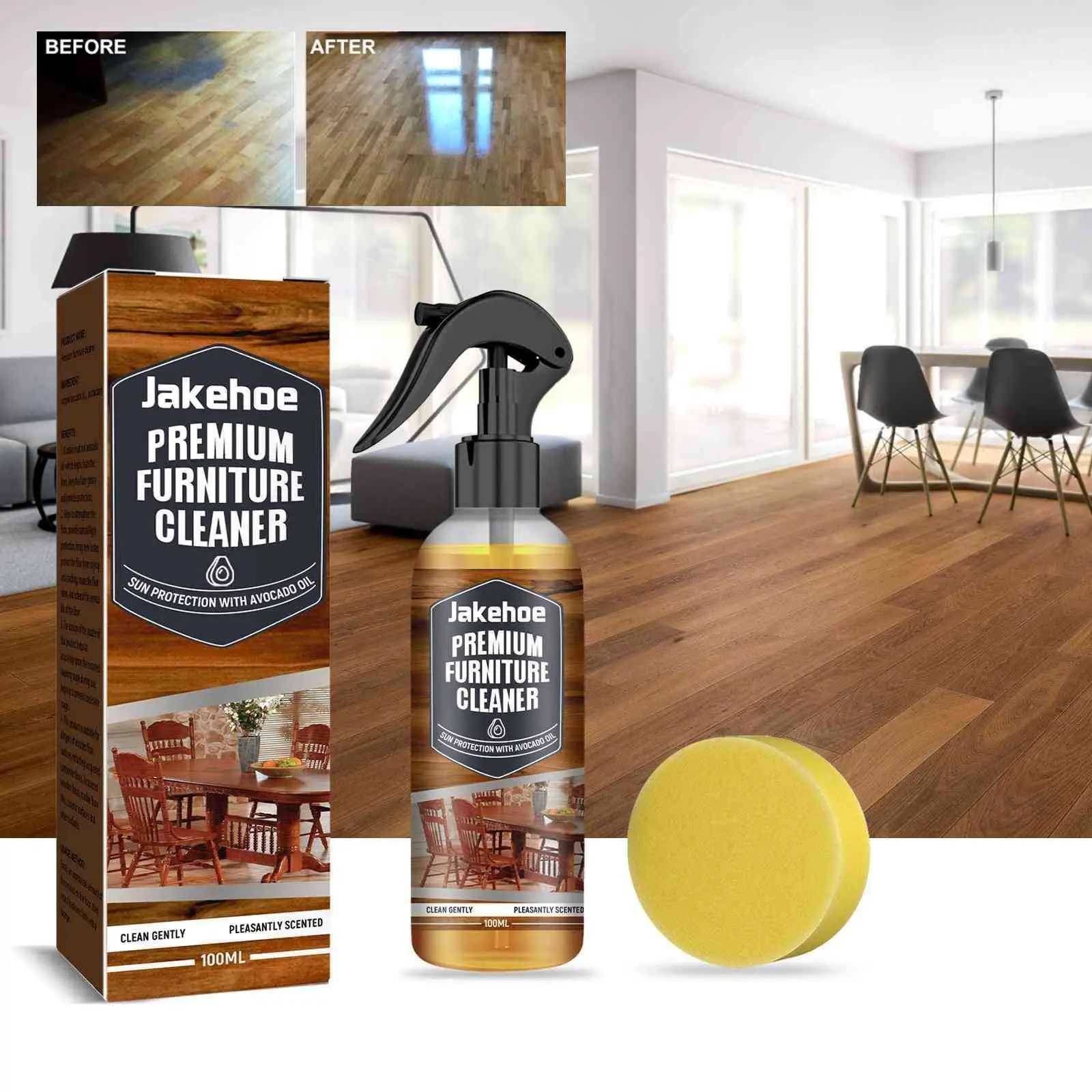 Floor Cleaner for Wooden Floors & Marble Surfaces, Stain Remover Brightener Polisher, Effective Cleaning Agent for Home Use, Premium Spray, Household Cleaning Products, Non Corrosive Cleaner