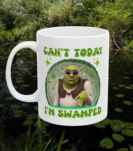Cant Today Im Swamped Funny Meme Mug, Funny Meme Mug Satire Parody Cartoon, Can't Today I'm Swamped Unhinged Mugs Ironic Sarcastic Gift
