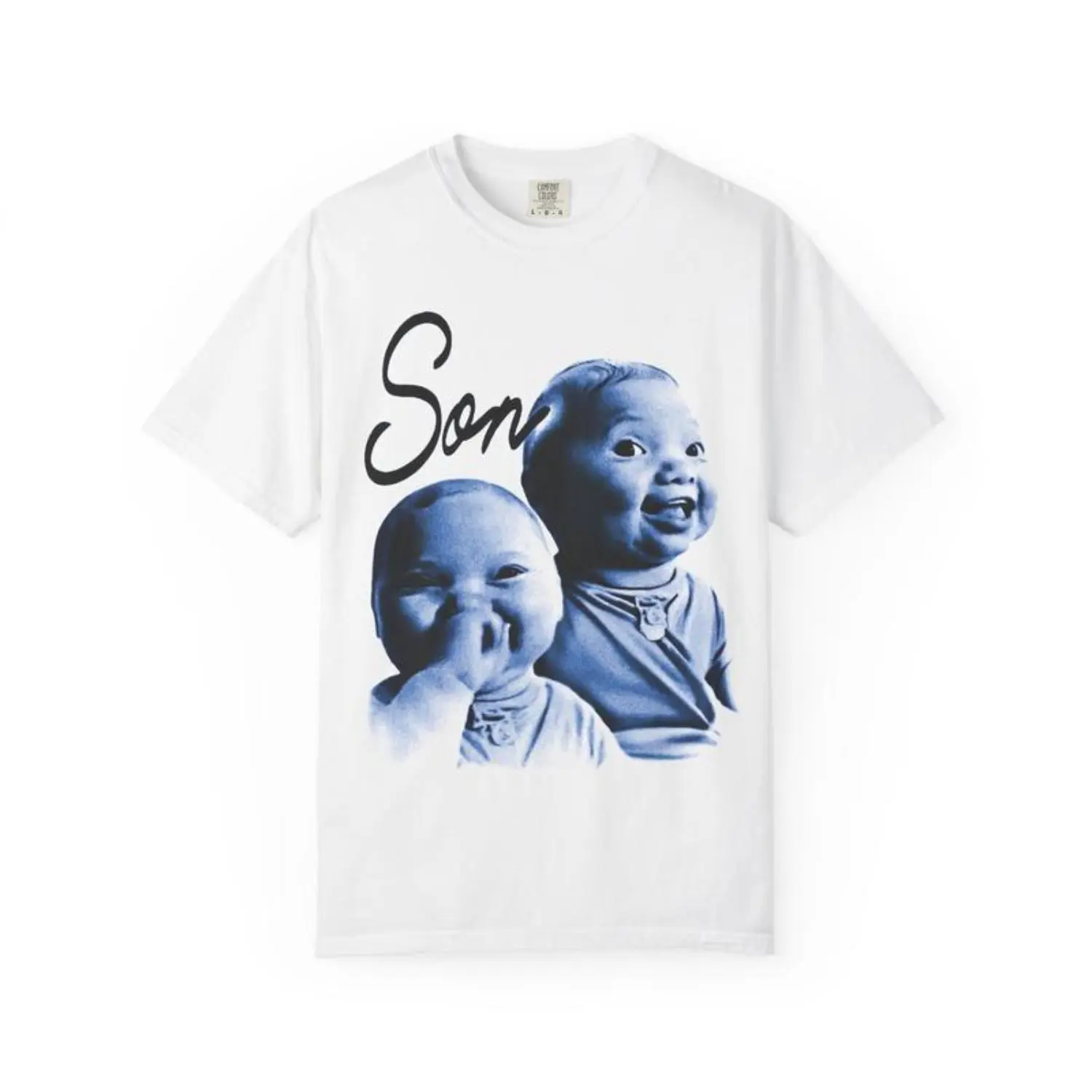 Men's Viral AI Baby Laughing Meme T-Shirt - Tuff "Son Holding Back a Laugh" Grunge Streetwear Top, Fashion Apparel, Good Graphic Tees, Tshirt, Meme Shirts, Funny Graphic Tee, Chinese New Year, Valentines Day, Knitting, Prints, Shortsleeve, Cotton, Casual